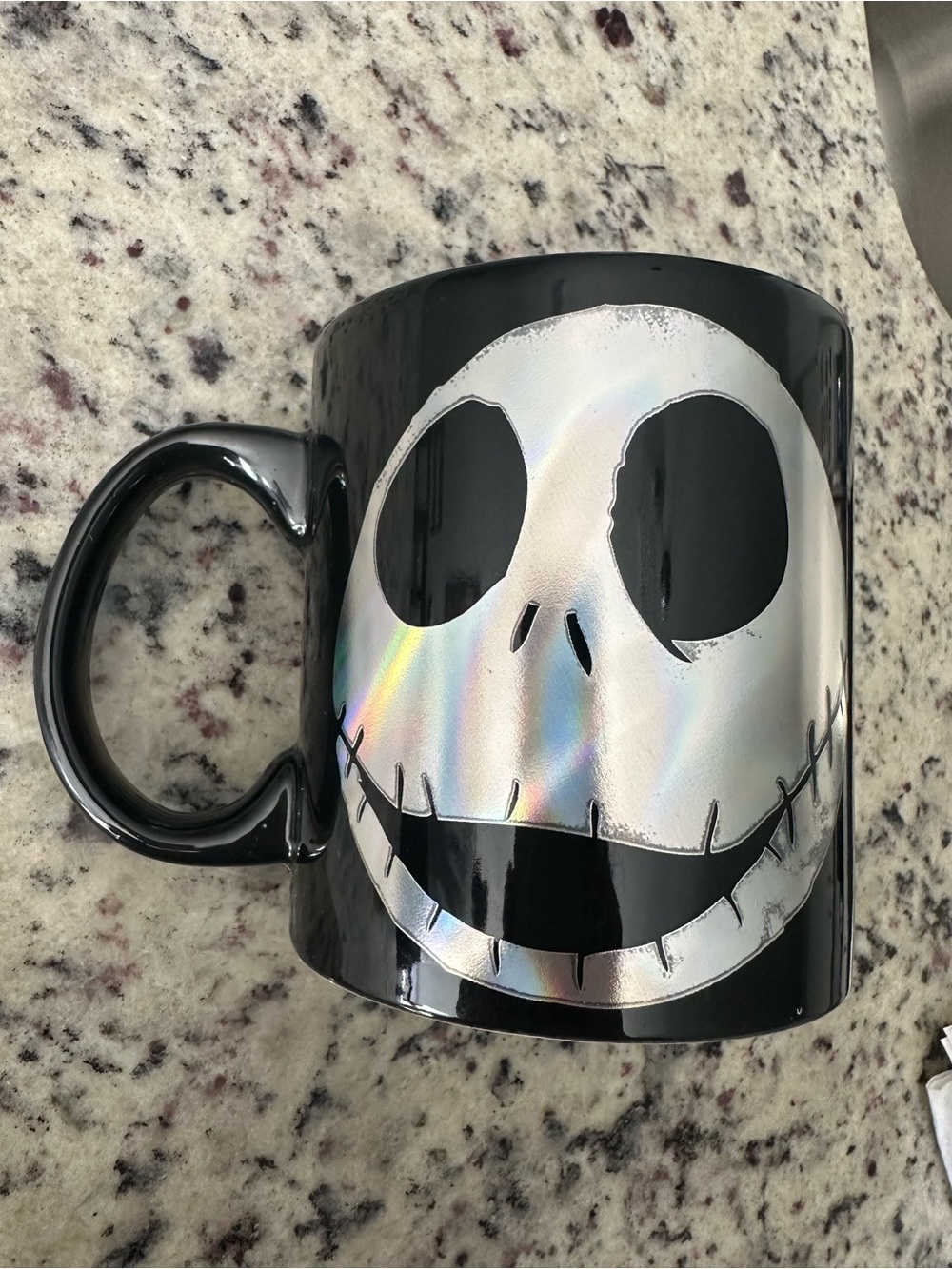 Disney Black Mug with Holographic Jack Skellington Face